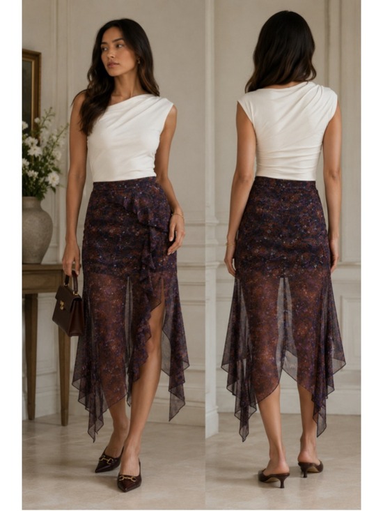 Veronica Beard Dresses & Skirts - Veronica Beard Trixie Silk Floral Asymmetrical Midi Skirt Women’s Size 4